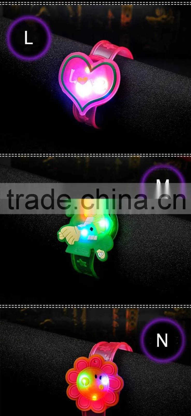 Hot Sell kids Gifts Cartoon Design Printing Flashes Custom LED Bracelet