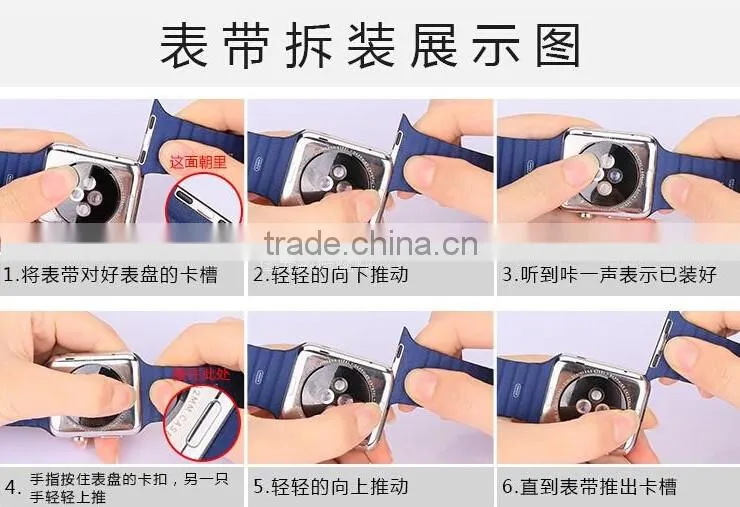 Genuine Leather Loop straps For Apple Watch Leather Band with Adjustable Magnetic Closure Loop