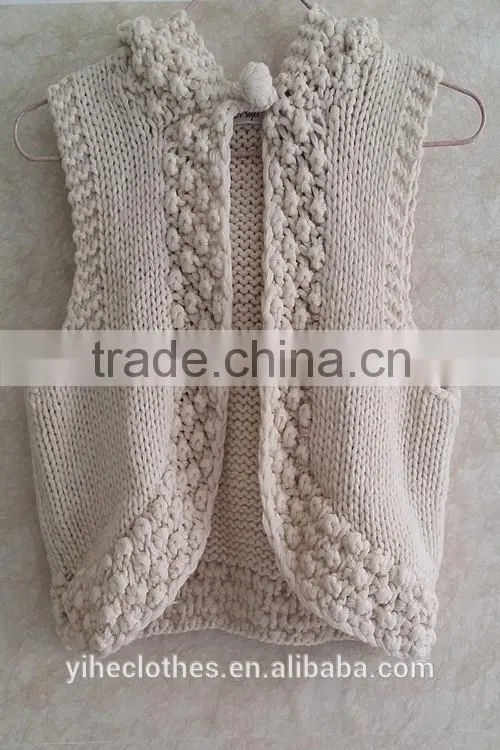 Children's knitting wear kids' sleeveless hoodie sweater waistcoat