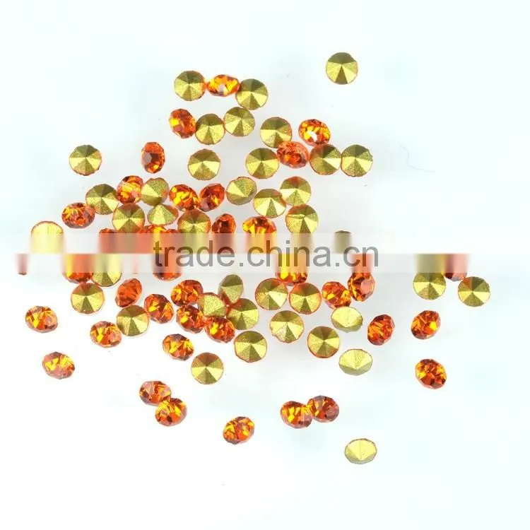 Hycinth diamente stones, glass beads pointed foiled back, machine cut glass beads for wholesale