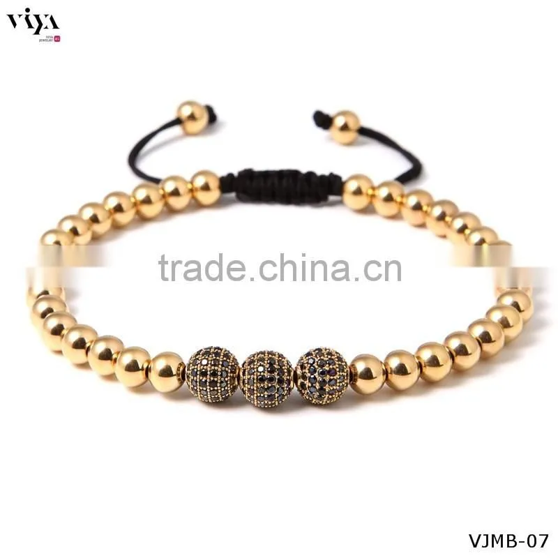 china knotted beads jewellery custom engraved logo metal beads Eco-Friendly non allergic bracelet