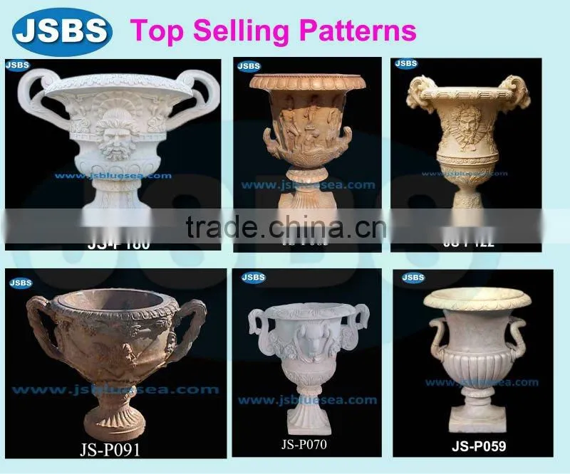red natural marble carved garden decorative flower pot