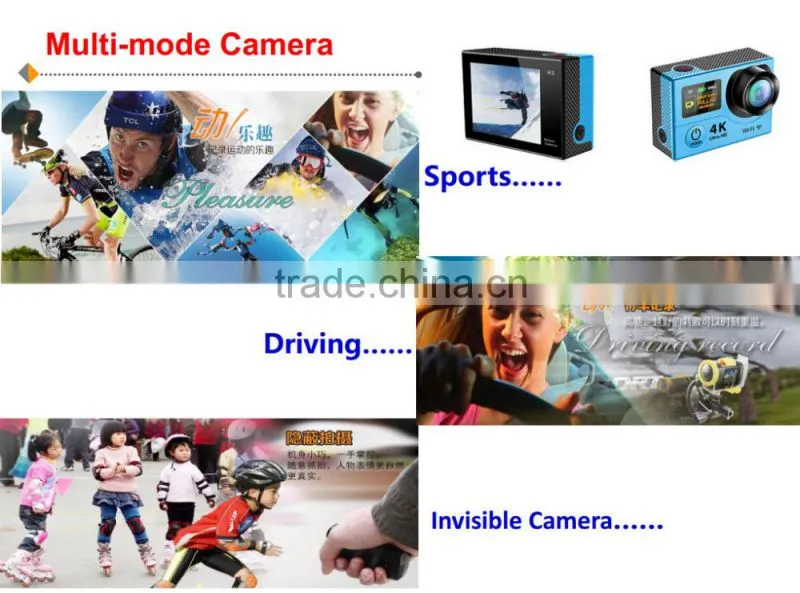 New 2016 Ultra HD 4K WIFI Sport Action Camera with remote control Dual Screen 2" LCD Waterproof 170 Helmet Camcorder DV DVR