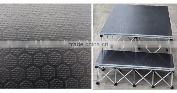 Non-slip portable stage deck with foldable riser for dancing event