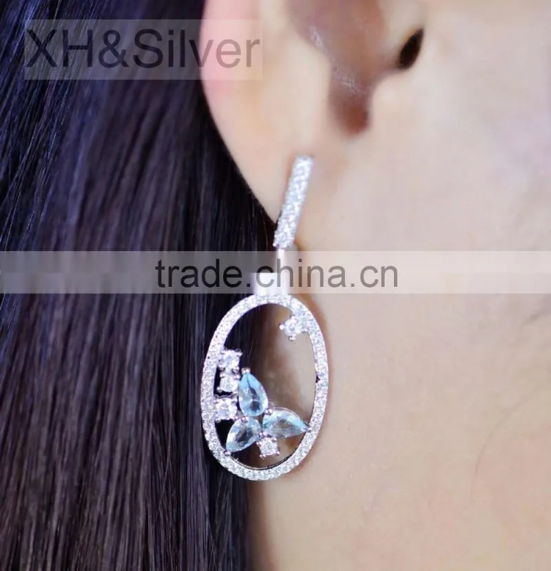 Cheap price for sale crystal bridal 925 silver chandelier earrings