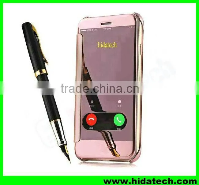 Hot selling smart visible flip leather phone case for iPhone6 6s leather pouch