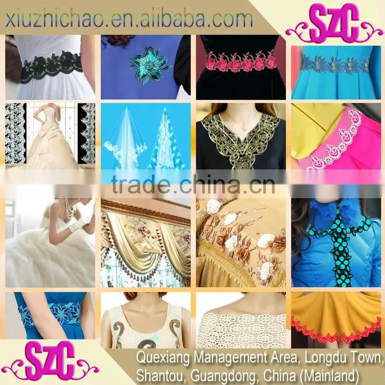 WL009 metallic yarn African embroidery chemical lace trim water soluble lace