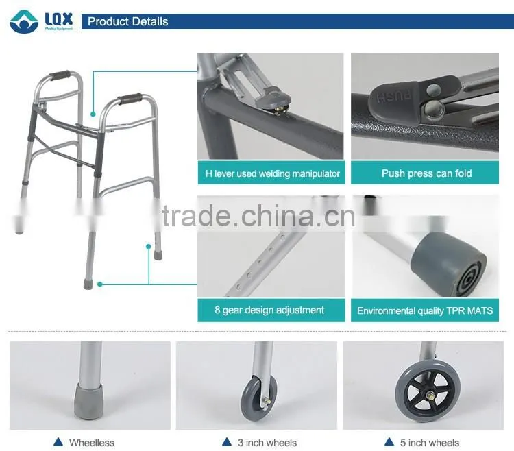 Dual release aluminum folding walker