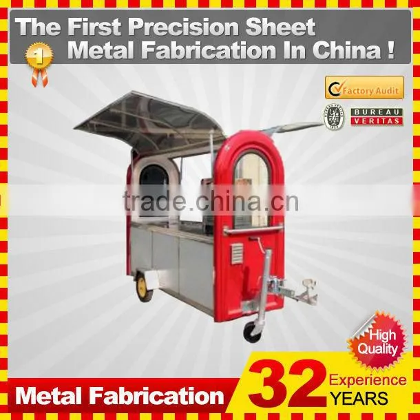customized made stainless steel street mobile food cart trailer for sale