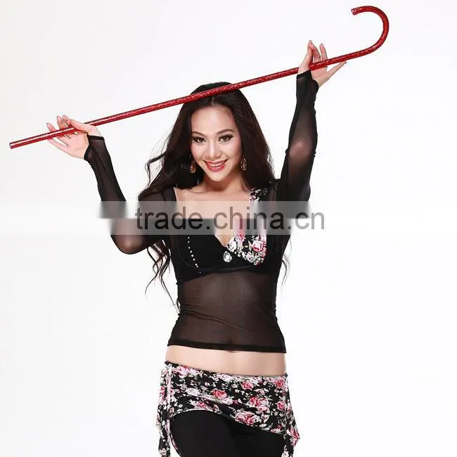 Breathable Mesh Fabric Long Sleeve hot sexy belly dance tops