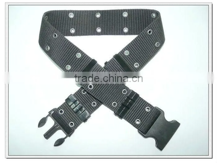 57mm black polypropylene belts with plasitc buckle for army use