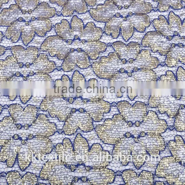 25% cotton 45% nylon 15%gold thread 15% silver thread high quality trimming lace #12112