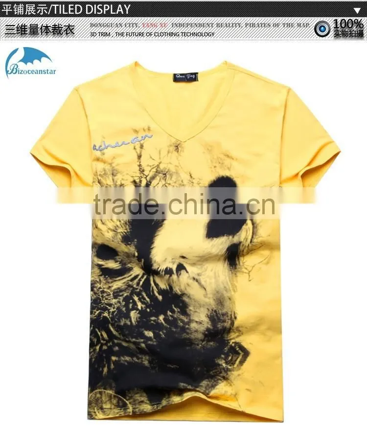 New men's short sleeve T-shirt men's v-neck Chinese wind printing men's T-shirt
