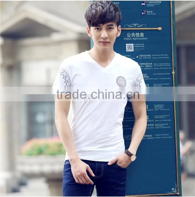 Plain T-shirt blank T-shirt high quality 100%cotton cheap fashion round neck T-shirt