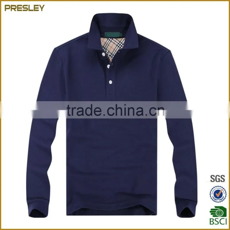 Fashion long sleeve slim polo t-shirt in 220gsm jersey cotton Polo t shirts