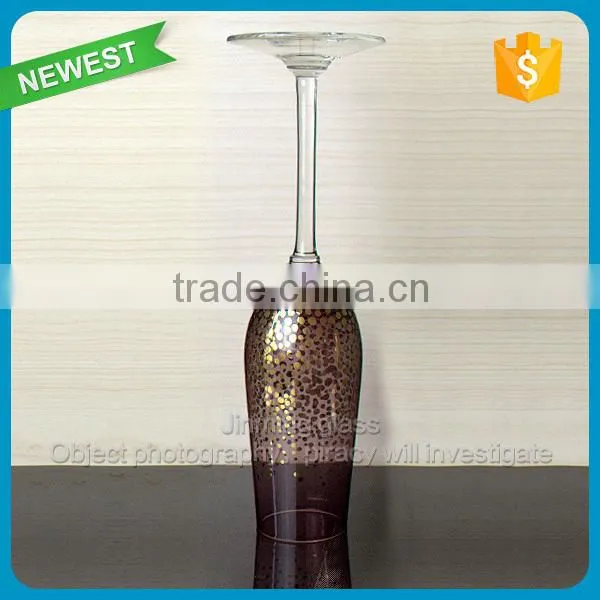 High quality colorful champagne glass fancy wine cup glass whlosesale customed color wine glass