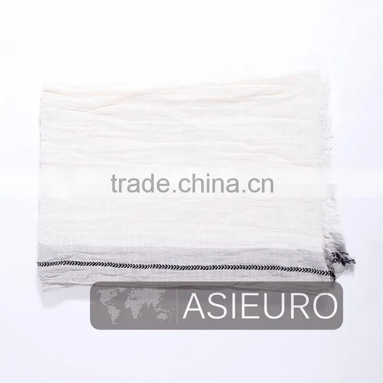 yarn dyed cotton scarf with special edges , BSCI and sedex approved