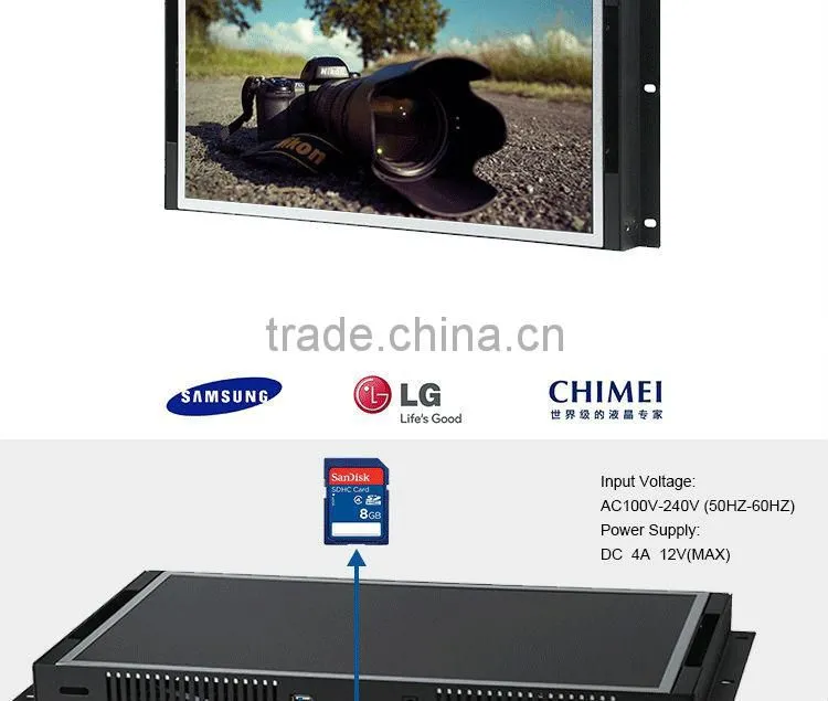 Flintstone 19 inch auto play video display, loop play LCD advertising video screen, LCD play video screen