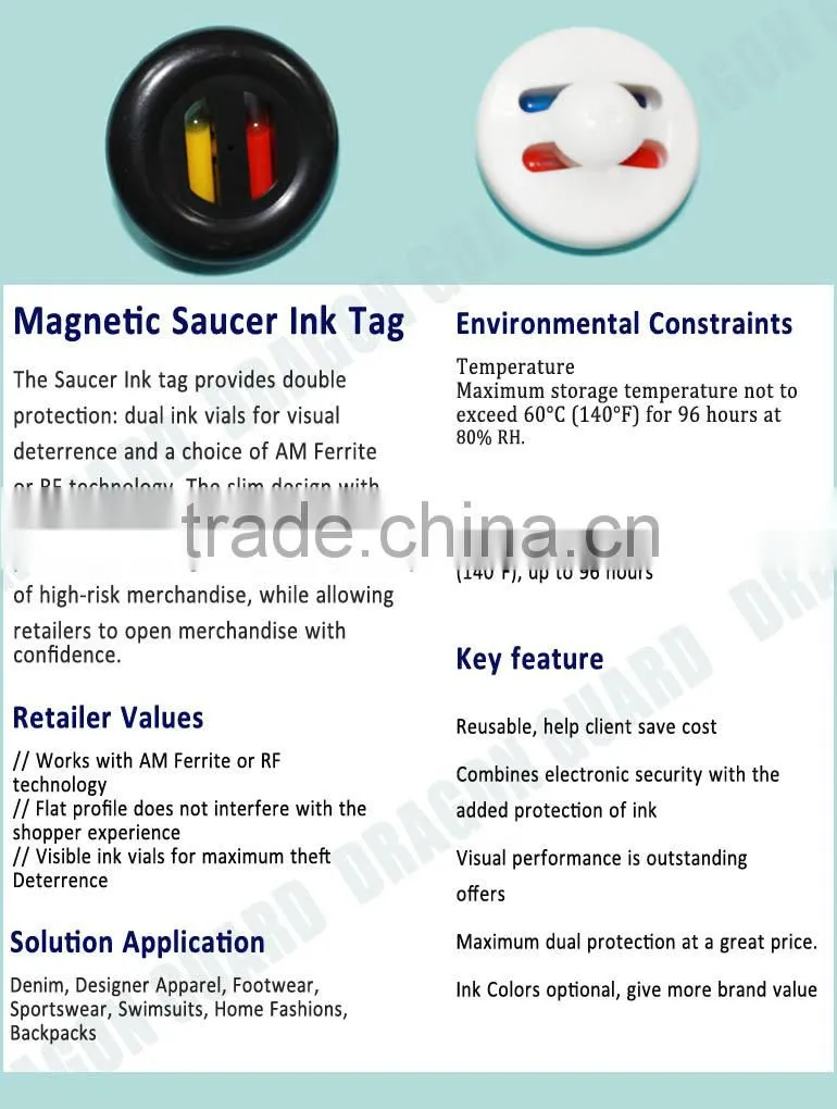 EAS garment ink tags clothes hanging ink tag for clothes