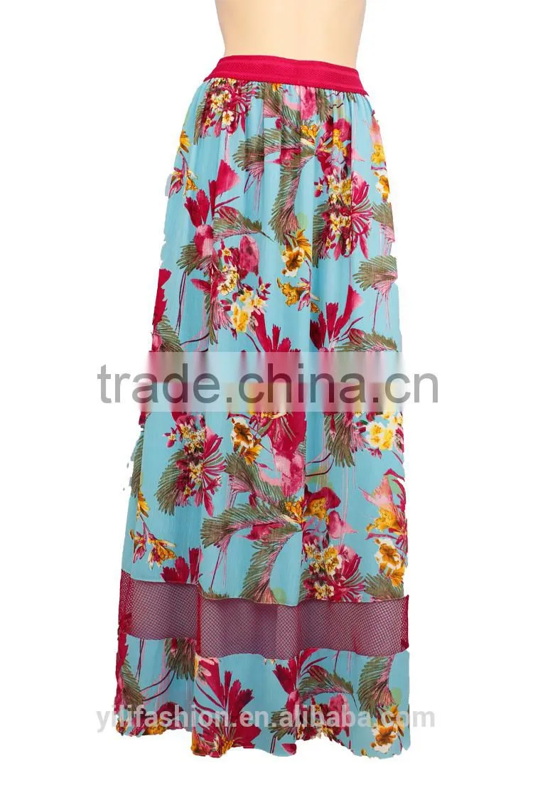 floral print latest skirt design pictures long skirt apparel for 18-45 years old women
