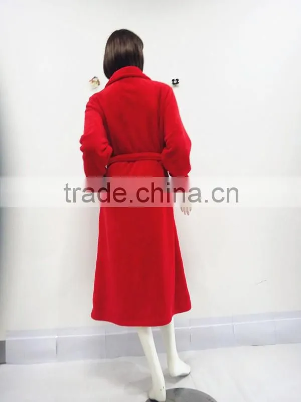 Red classic warm bind night robe woman