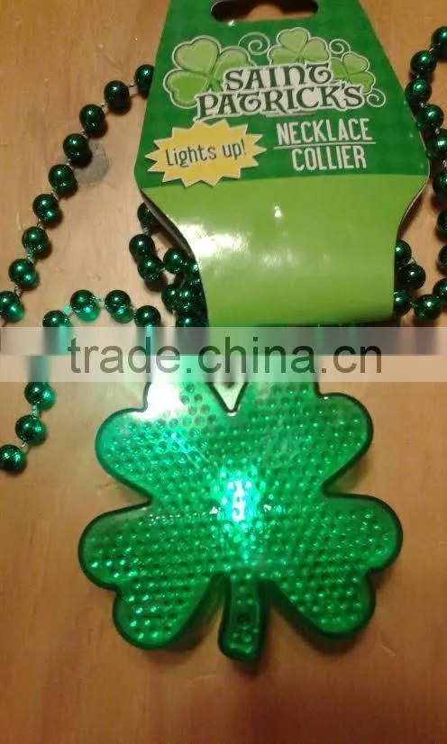 LED light up SHAMROCK necklace for st patrick's day