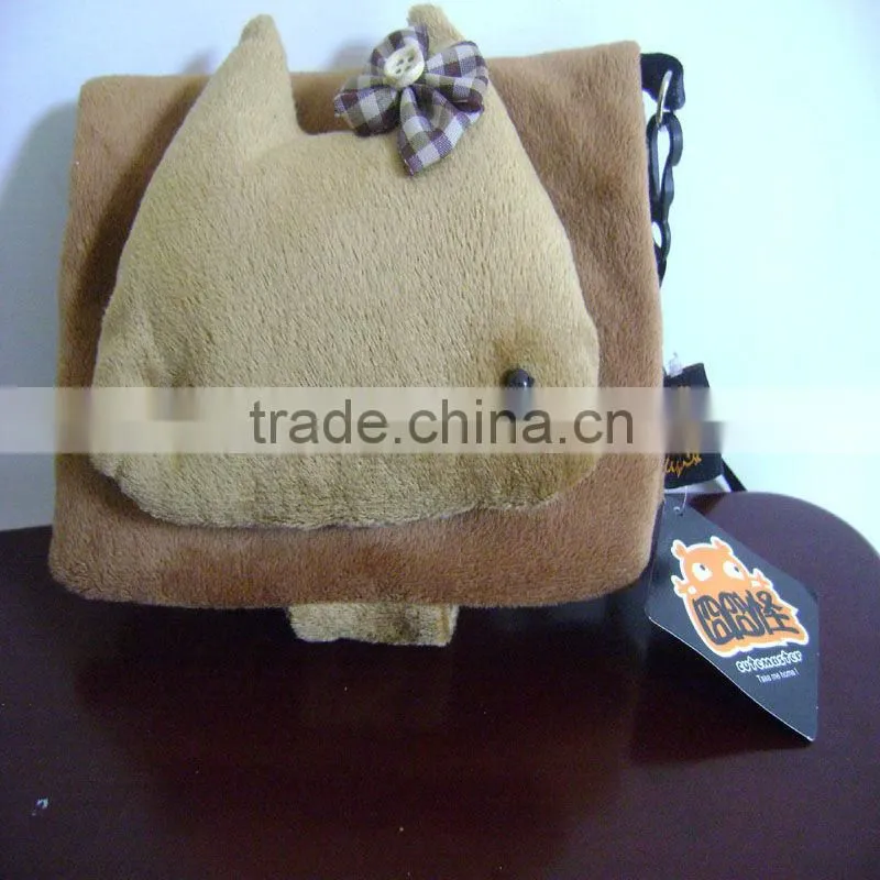 Two Sided Printing Logo Plush Velvet White Drawstring Pouch Bag for Mobile Phone