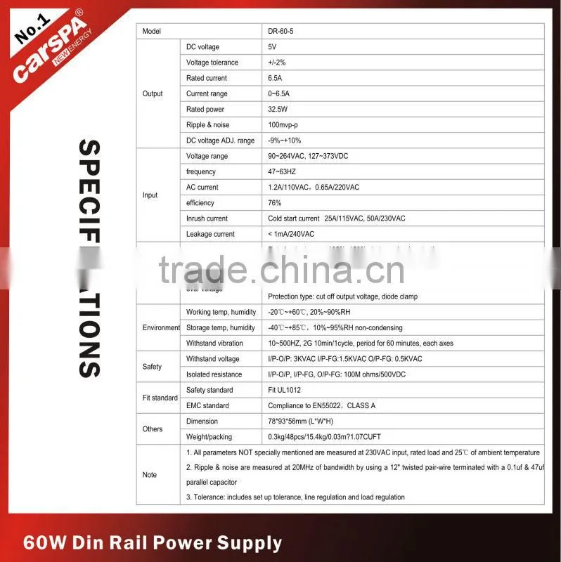 DR-60W series Din-rail power supply