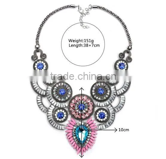 New Design Lady Bib Statement Multi Colours Crystal Luxury necklace Collar