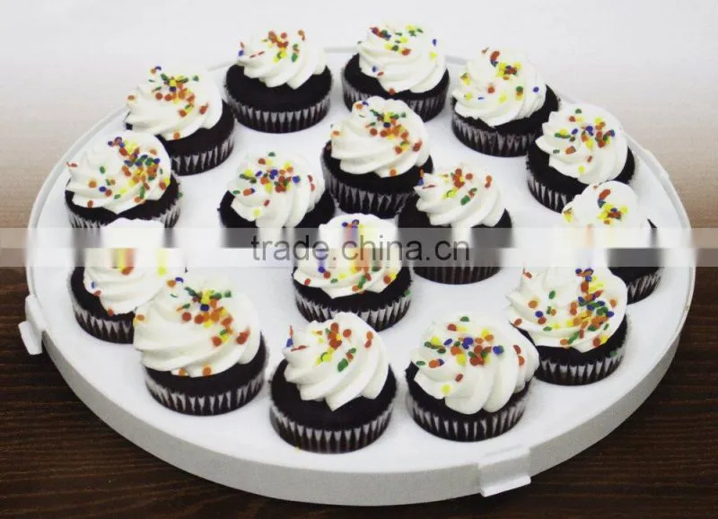 4-in-1 Portable Plastic Party Platter with Lid - Cupcake Carrier / Egg Holder / Veggie Tray / Chip and Dip Server Plate