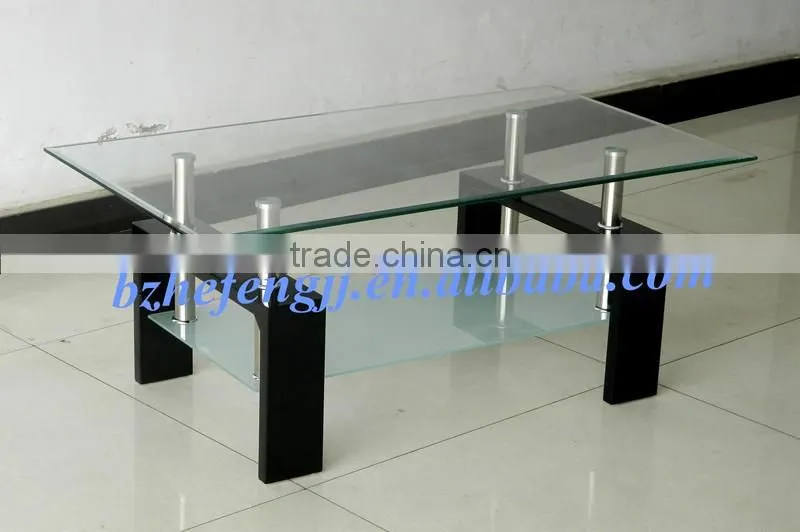 wholesale modern glass coffee table with mdf legs