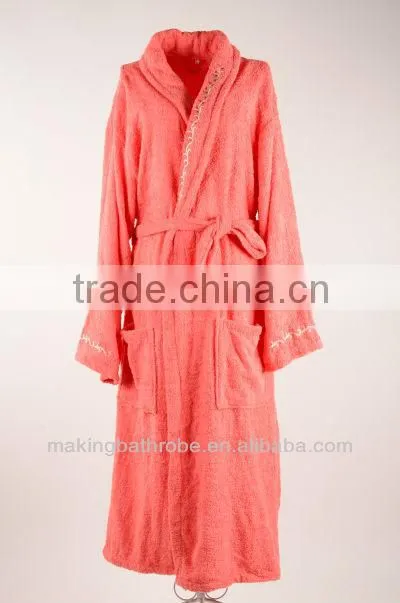 100% cotton terry red adult bathrobe