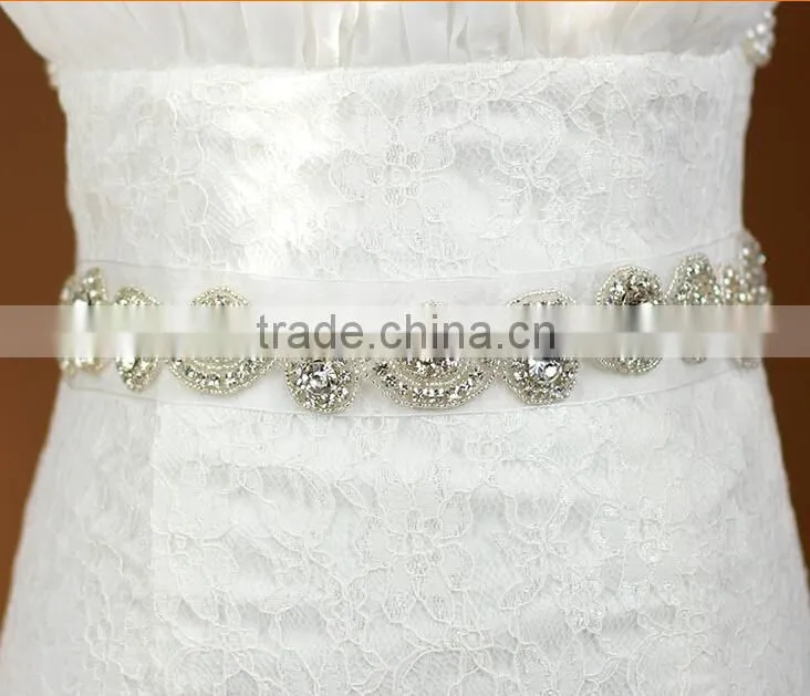 Elegant Graceful Crystal Beaded Bridal Sash Belt for Wedding Dress