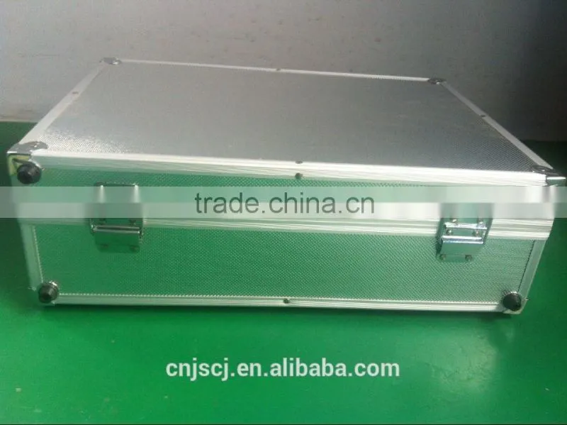 2015 locking aluminum carrl case,permanent protection with lock very farm durable Silver ABS tool case with lock pocket dividers