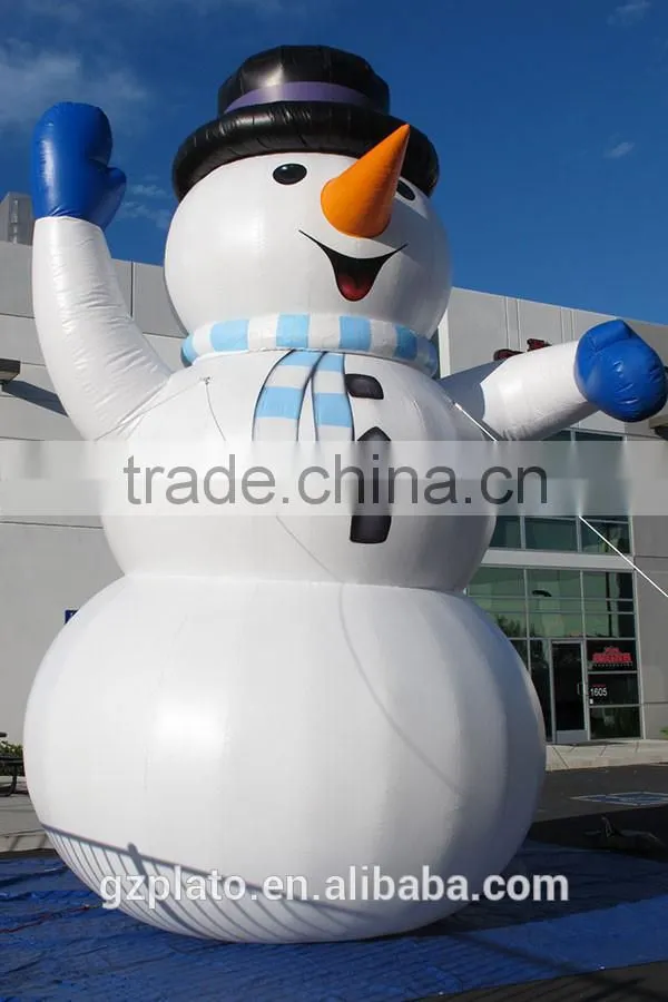 6m height Christmas inflatable snowman with top hat for outdoor decoration