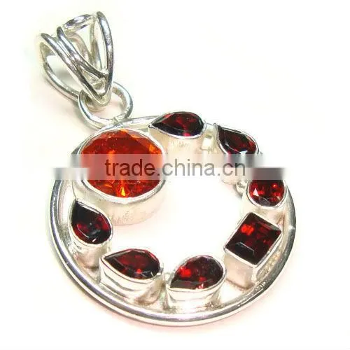 Semi precious gemstone pendant 925 sterling silver picture jasper jewelry