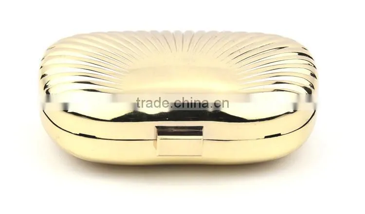 Women's fashion bag unique design gold metal clutch