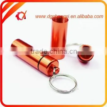 2016 Hot Sale Green Round Bottom Waterproof Pill Box With Keyrings,Earplug Storage Bottle