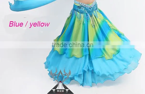 Colorful Pleated Rayon Belly Dance Long Skirt for Women