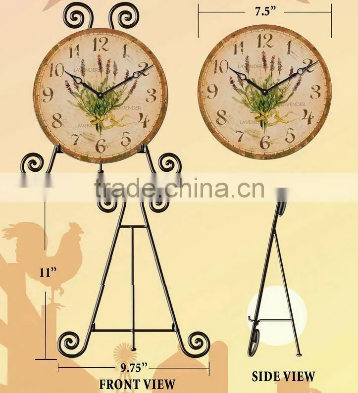 Decorative Wood table clock with easel /Decorative wooden table clock with easel/Decorative table top clock