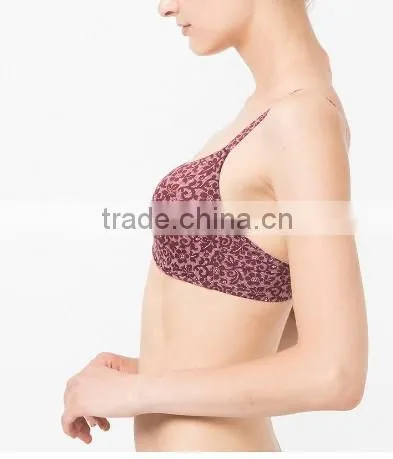 2014 new arrival ladies underwear flower seamless wireless soft comfortable bra