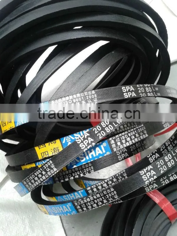 Wedge wrapped abrasive belts for transmission