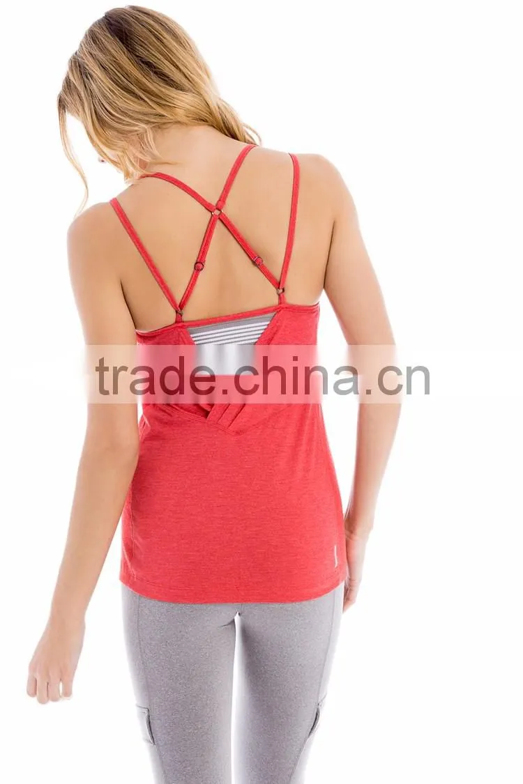 Custom Women Sports Vest V Neck Double Strap Women Daisy Tank Top