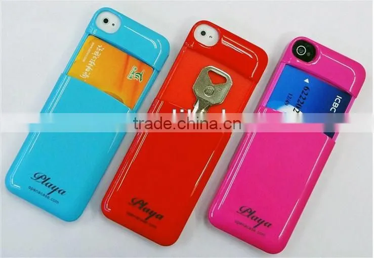for iPhone 4 4S Slider Credit Card Holder Hard Case Cover Shell Drawer Locker