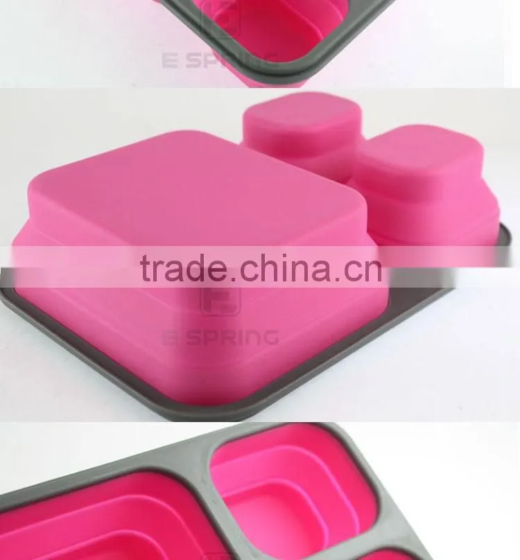 3 Compartments Microwave Bento Lunch Box Set For Kids Multifunctional Lunchbox