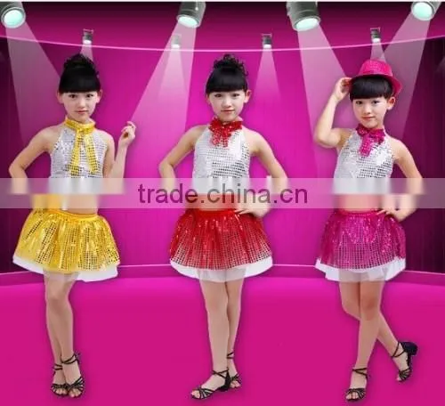 Children Girl Latin Dance Dress Yellow Red Rose Red Children Girl Latin Dance Dress