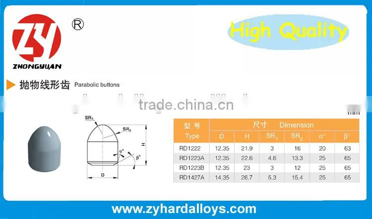 polished spherical type sintered yg8 tungsten carbide button rock drill bits