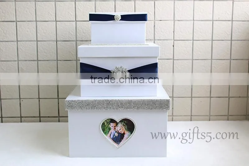 Elegant purple wedding money box in handmade with photo frame wedding accessories