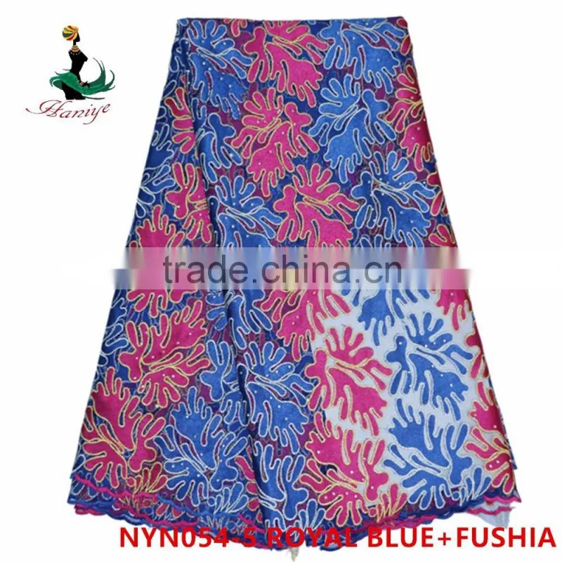 2016 Haniye Wholesale cheap African tulle lace fabrics for wedding dress/NYN54