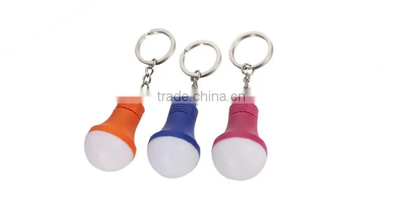 Bulb shape led flashlight keychain with differenct colors led light bulb key chain